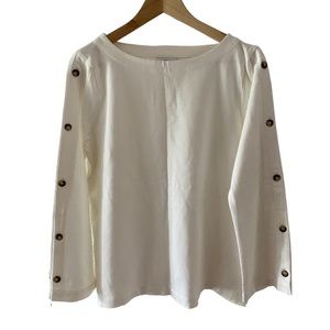J.Jill - Cream Pointe Button Sleeve Top - Petite Medium